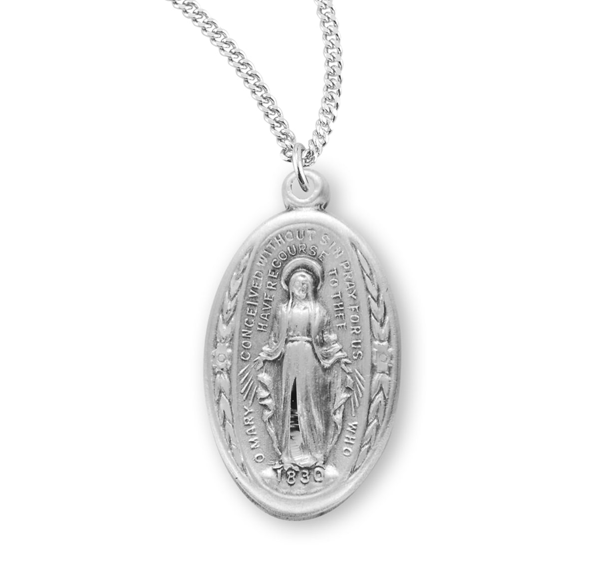 Sterling Silver Oval Miraculous Medal