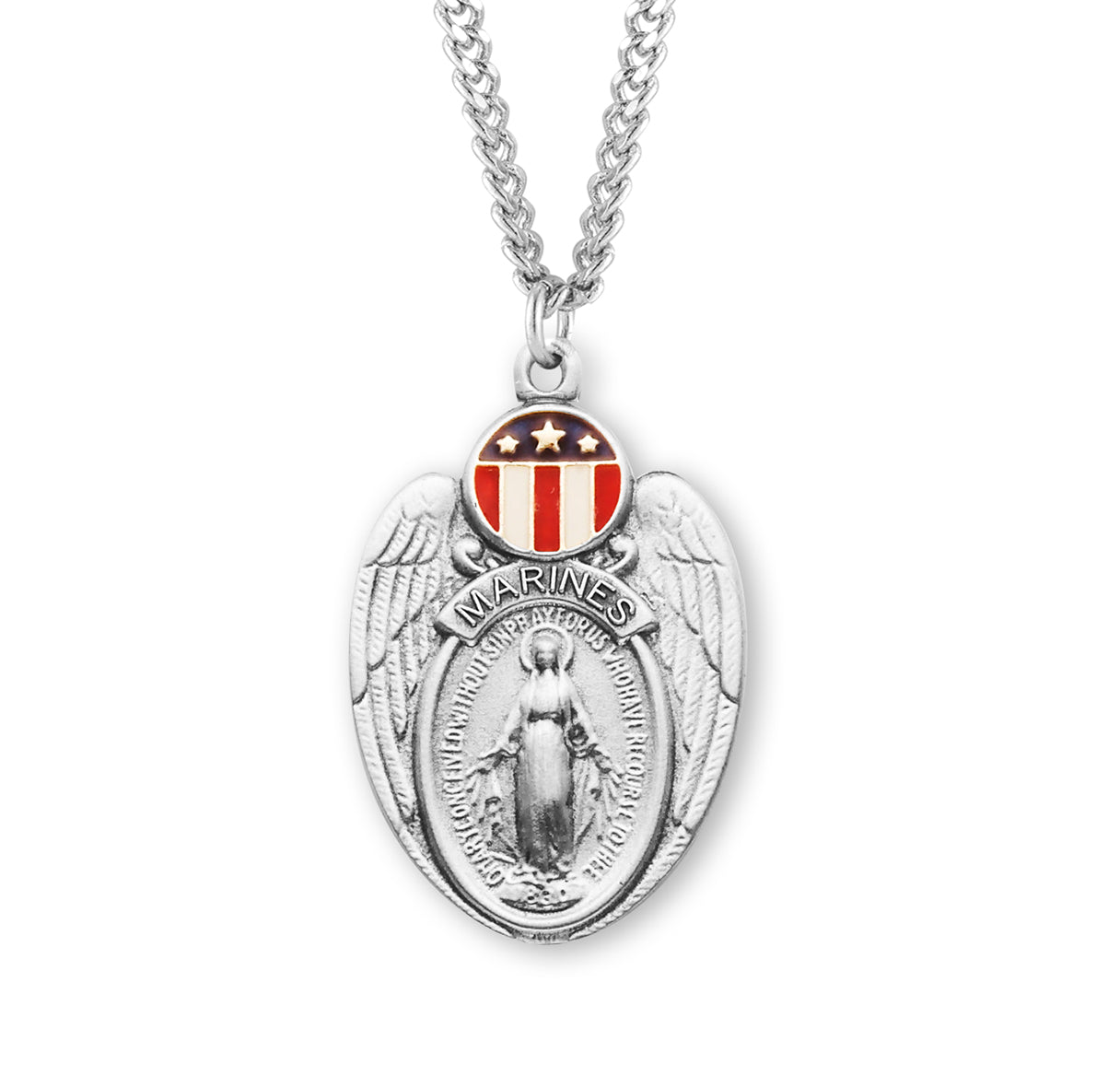 Marines Sterling Silver Epoxy Miraculous Medal