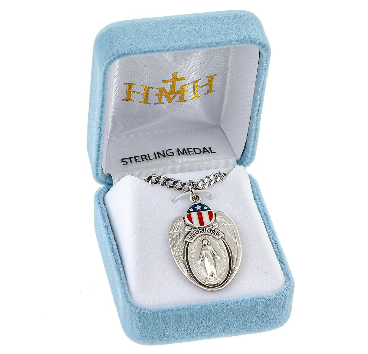 Marines Sterling Silver Epoxy Miraculous Medal
