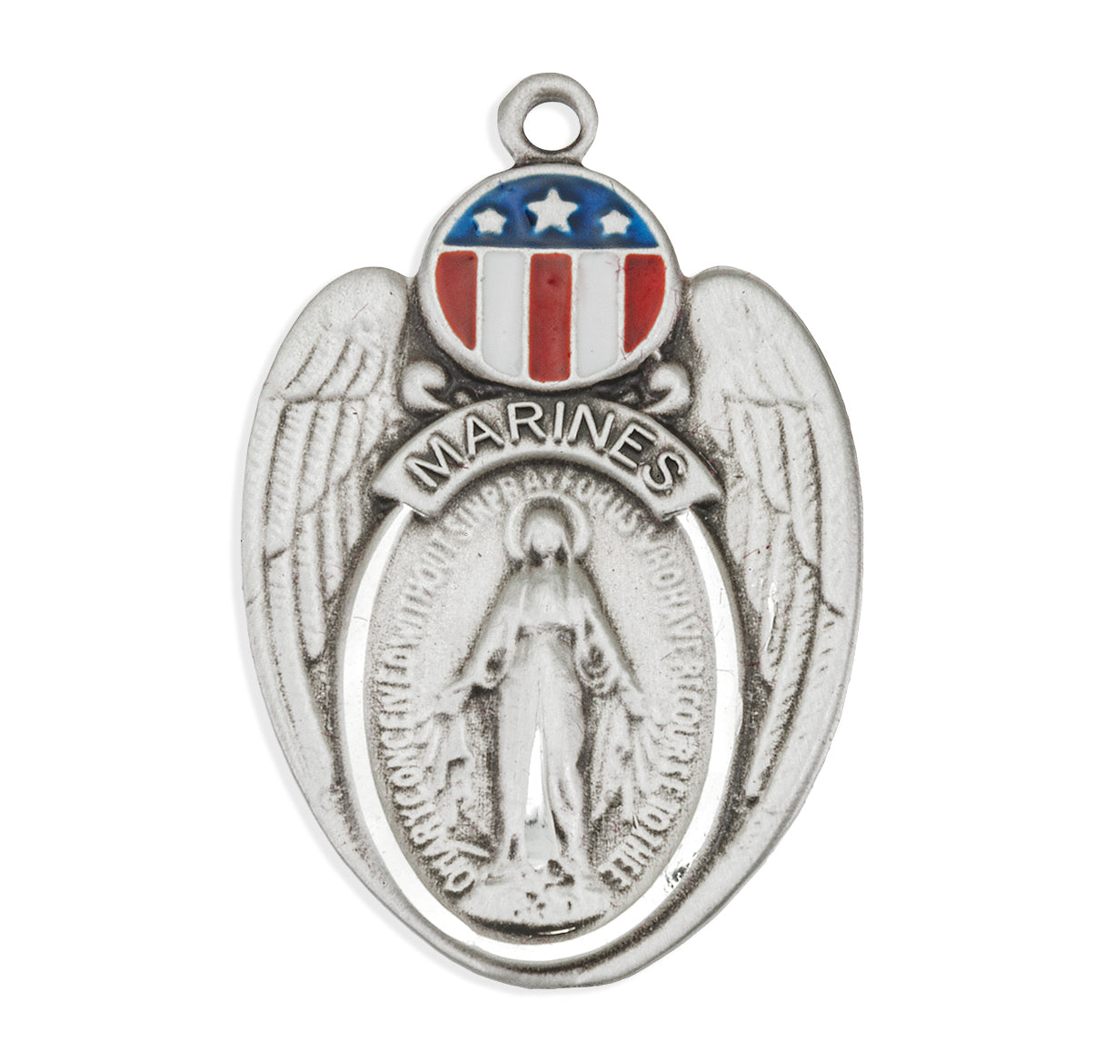 Marines Sterling Silver Epoxy Miraculous Medal