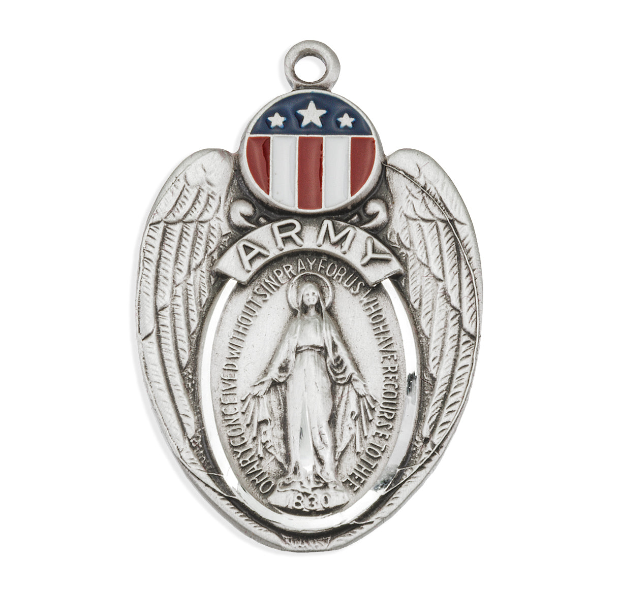 Army Sterling Silver Epoxy Miraculous Medal
