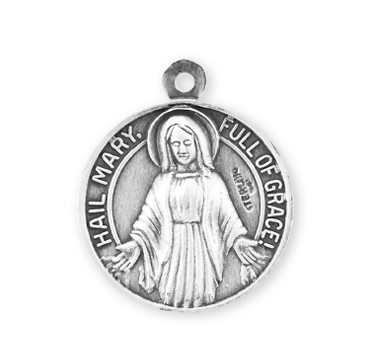 Sterling Silver Rd Sacred Heart w/Miraculous Back 18"
