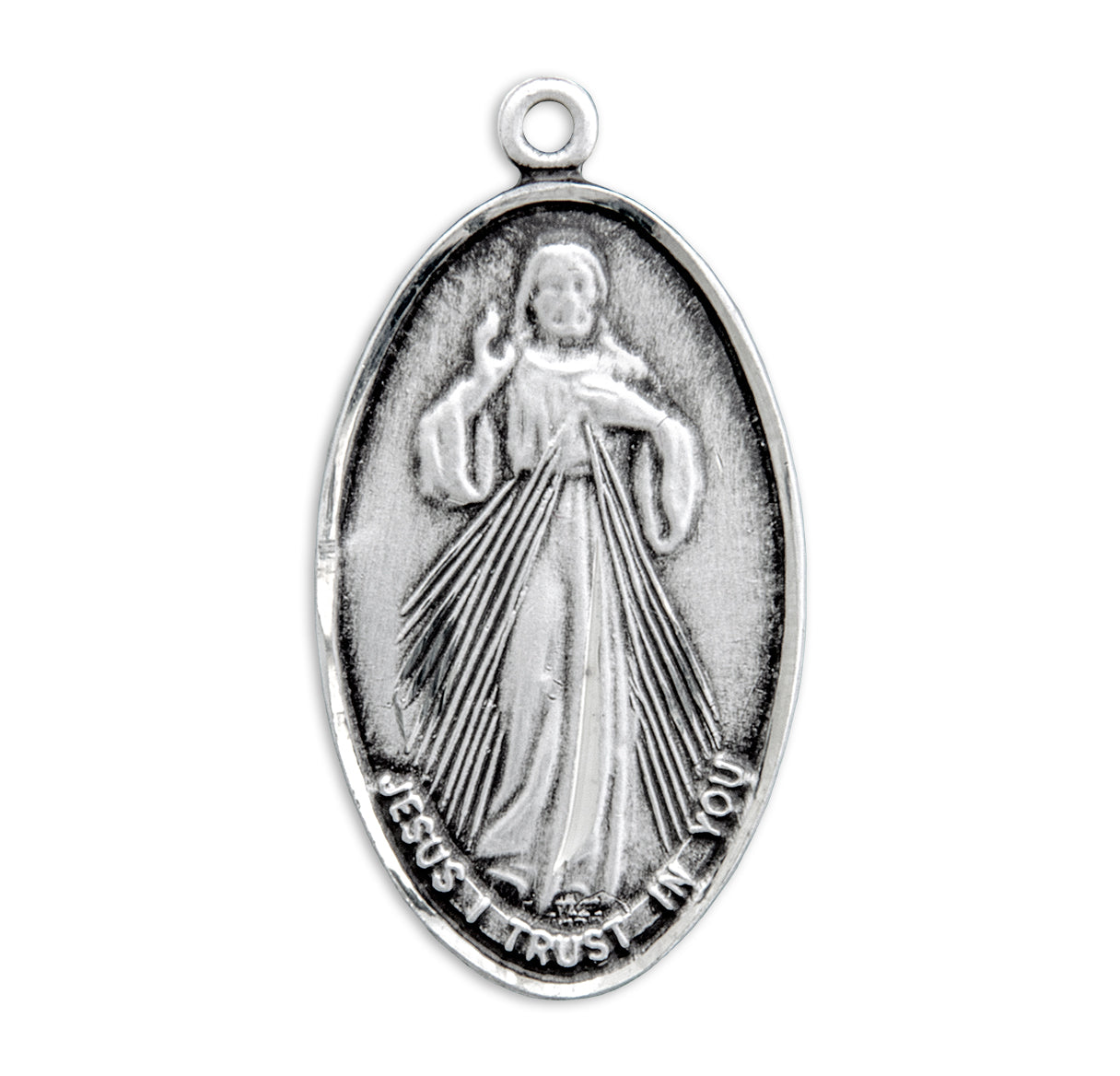 Sterling Silver Divine Mercy w/Faustina Back 24" Ch-Bxd