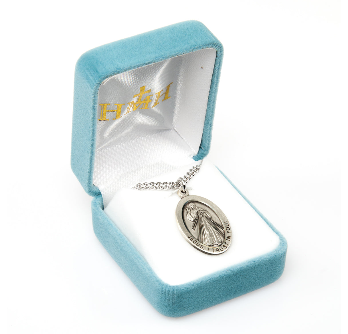 Divine Mercy Oval Sterling Silver Medal