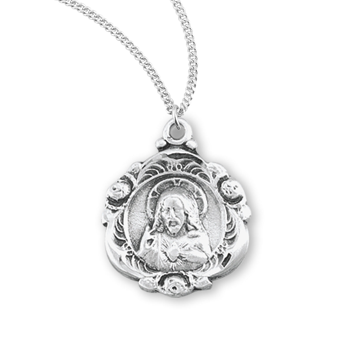 Sacred Heart of Jesus Sterling Silver Scapular Medal