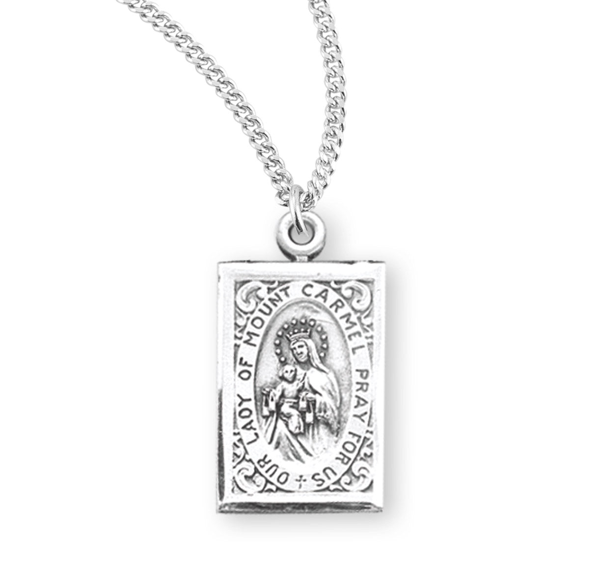 Sterling Silver Scapular Medal w/20" Ch-Bxd