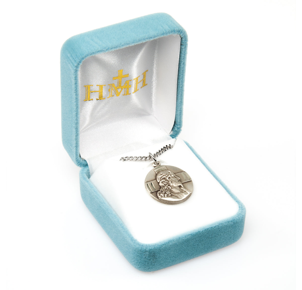 Sterling Silver Profile of Jesus Medal with 24" Ch-Bxd