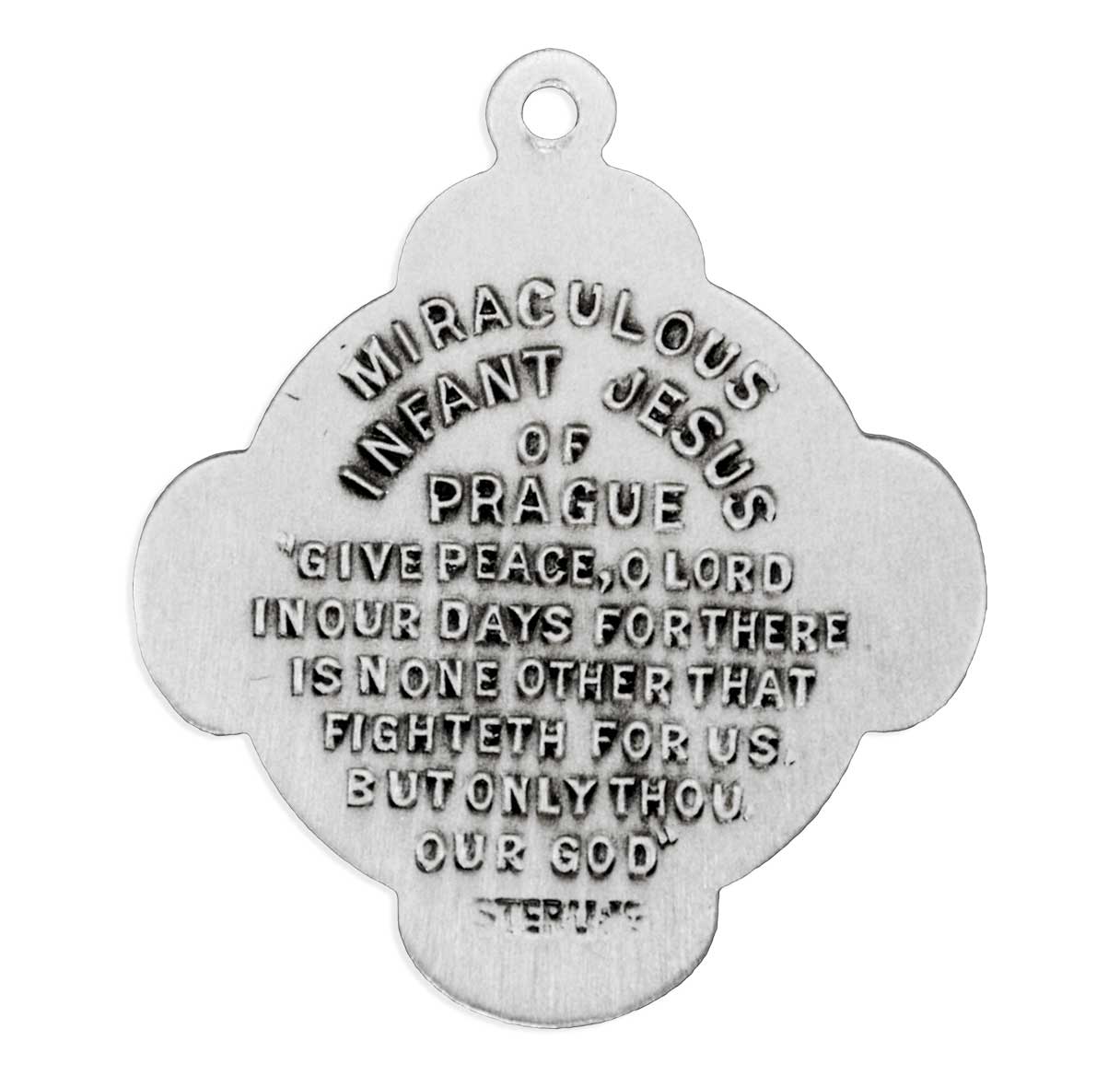 Sterling Silver Infant of Praque Medal-Cross-*18"