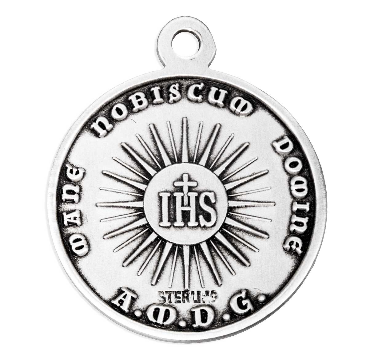 Sterling Silver Christ Holy Face Medal W/ Latin Text-20"