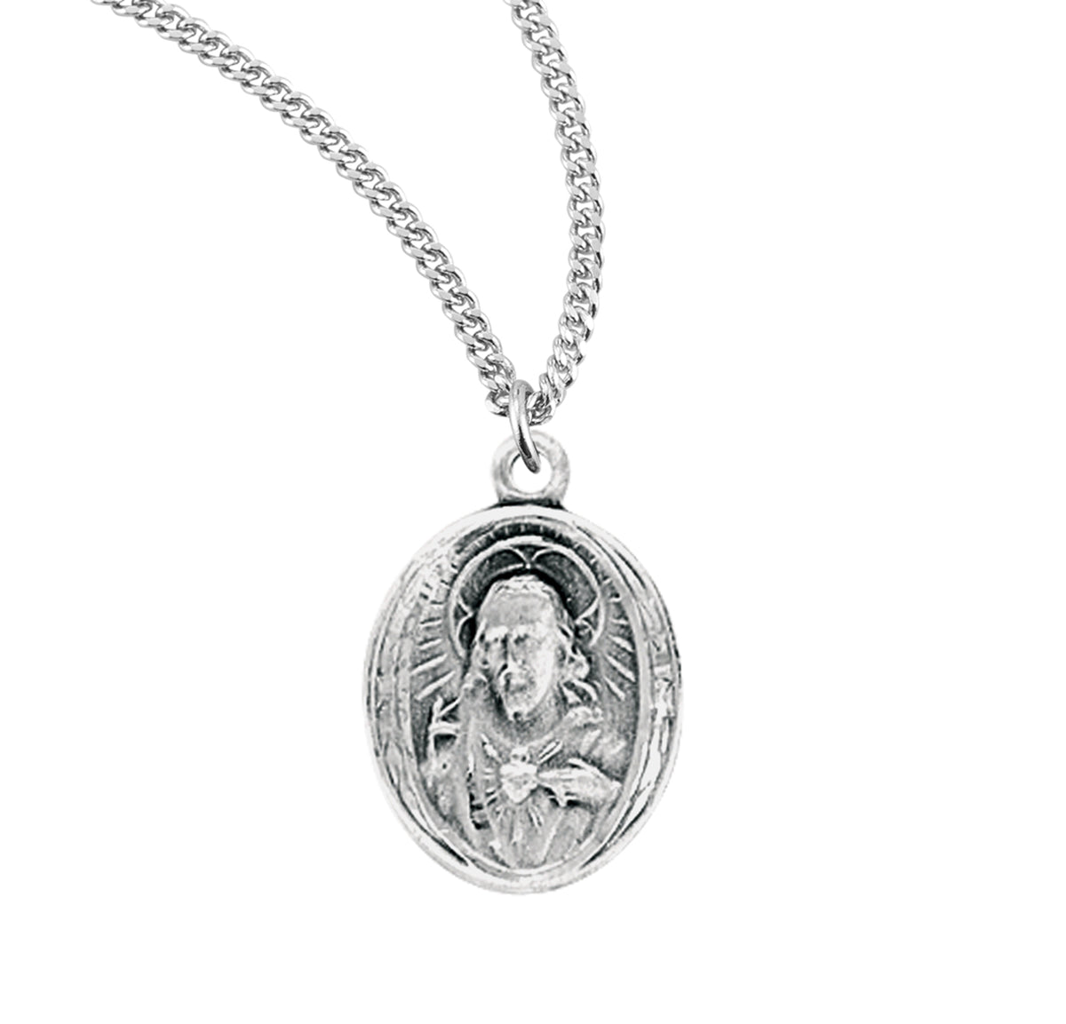 Sacred Heart of Jesus Sterling Silver Scapular Medal — HMH Religious