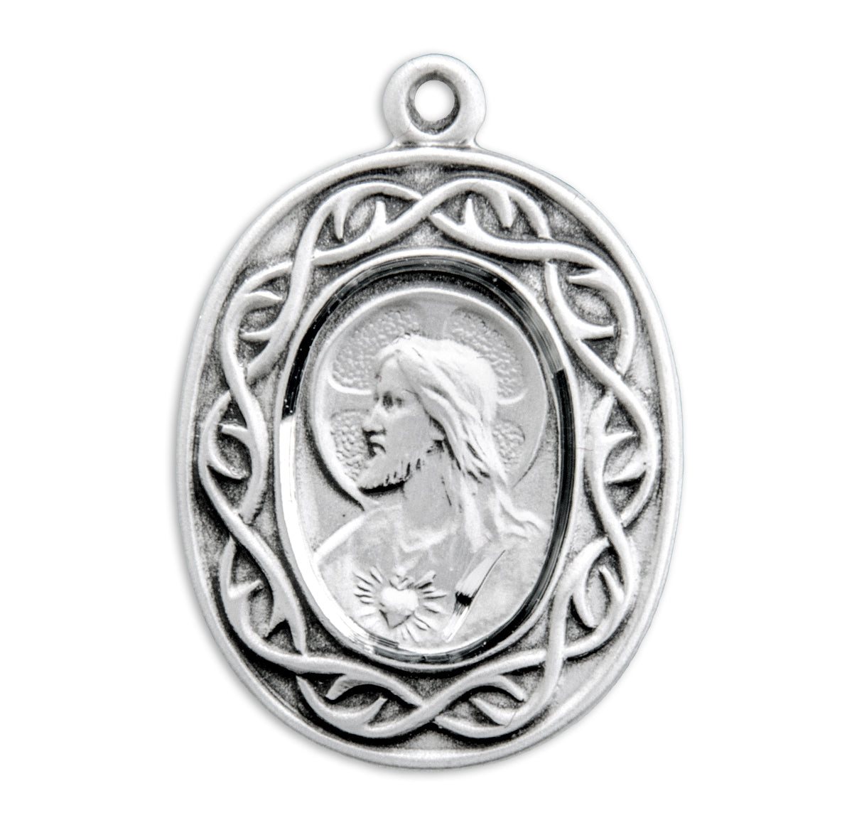 Sterling Silver Christ Blessed Scapular Crown of Thorns w/24" Ch-Bxd