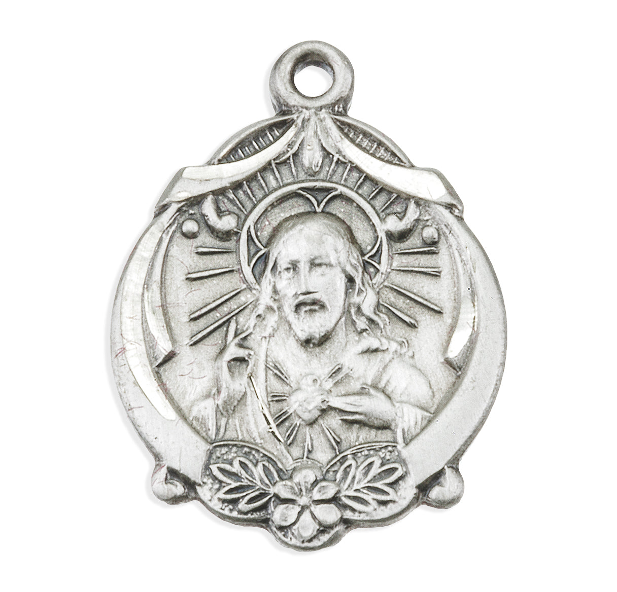 Sterling Silver Scapular Sacred Heart of Jesus Medal