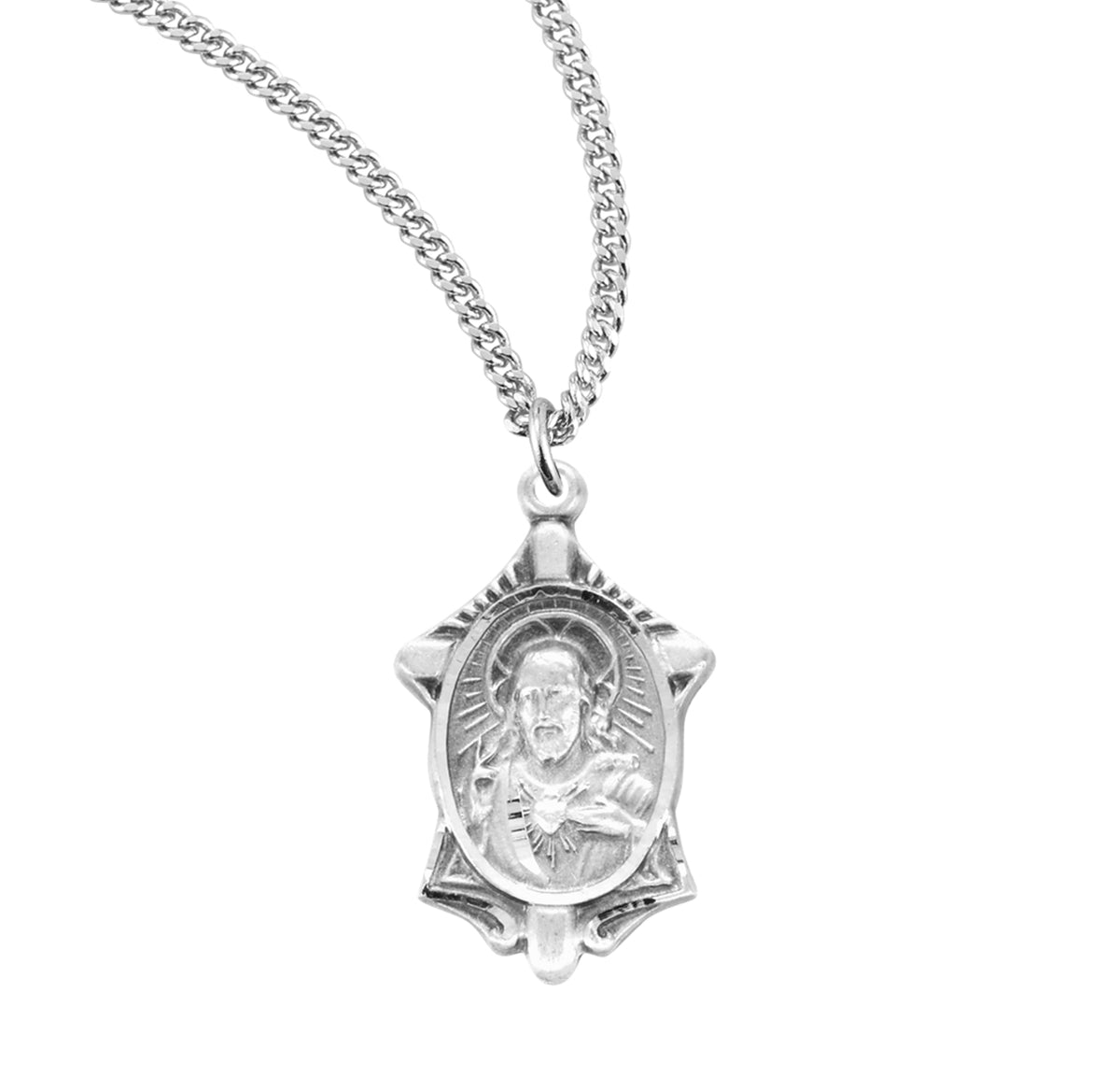 Sacred Heart of Jesus Sterling Silver Scapular Medal — HMH Religious