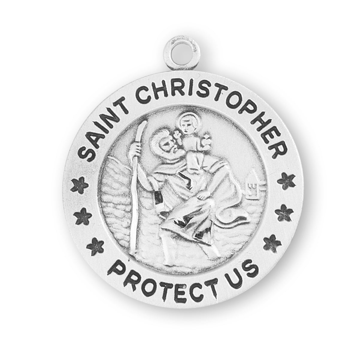 Saint Christopher Round Sterling Silver Medal
