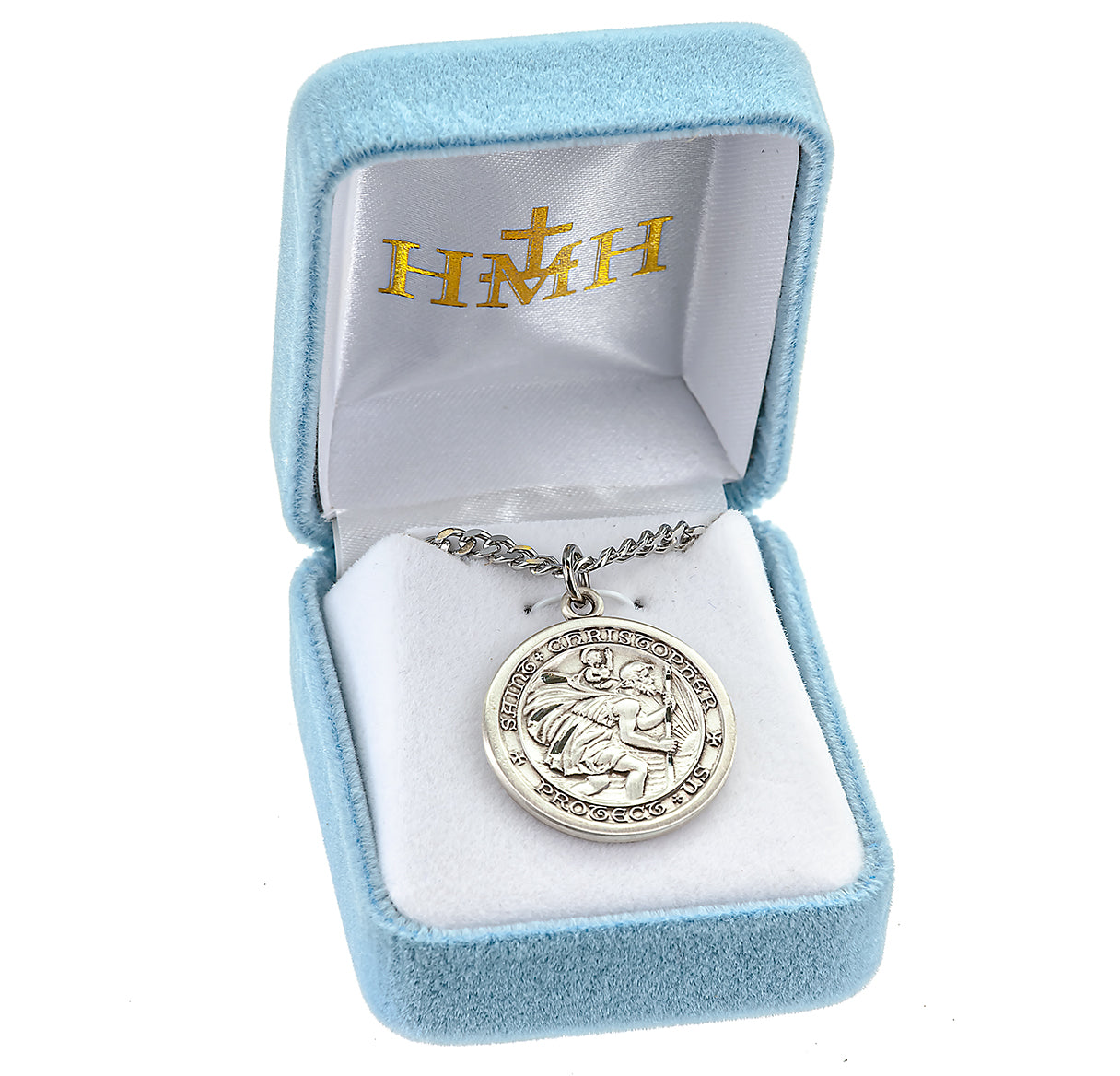 Sterling Silver St. Christopher Travelers Medal- 24" Ch-Bxd