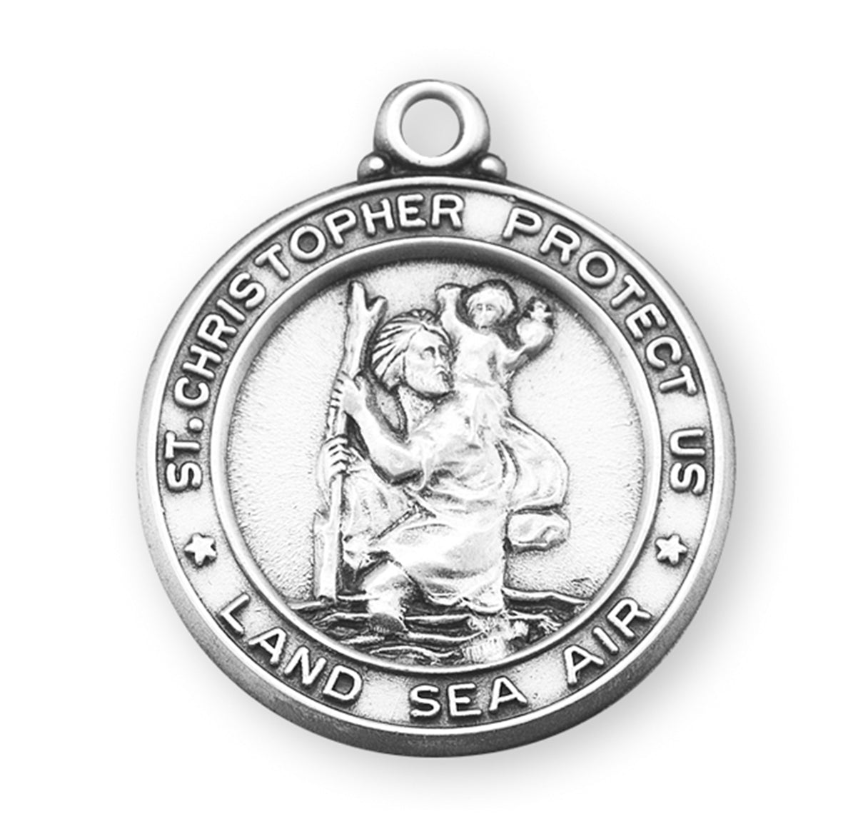 Saint Christopher Round Sterling Silver Medal