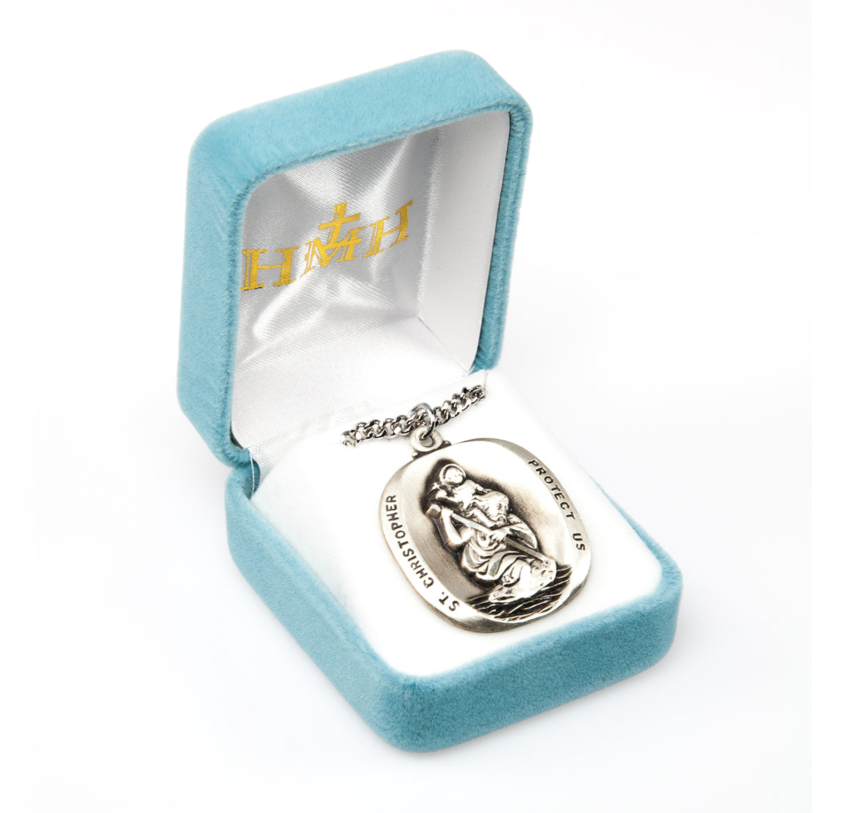 Saint Christopher Rounded Edge Sterling Silver Medal