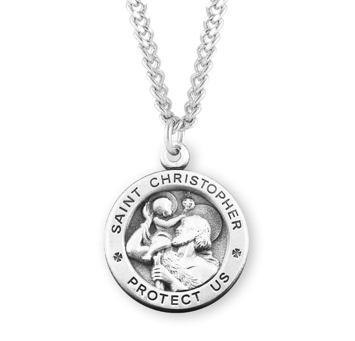 Saint Christopher Round Sterling Silver Medal