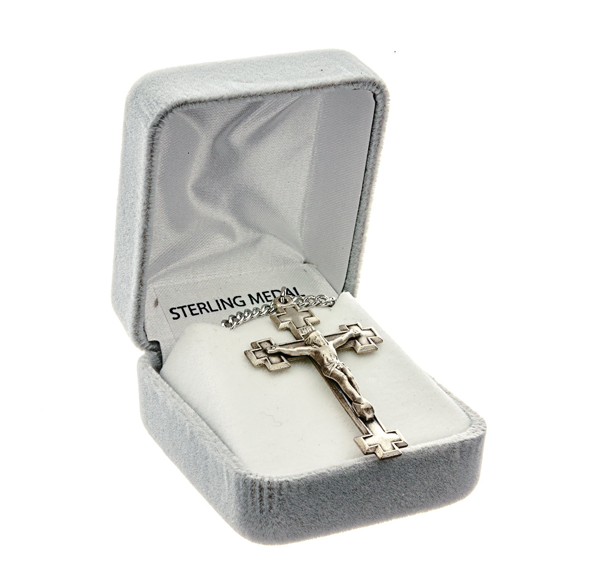 Sterling Silver Cross Tipped Crucifix-24" Ch-Bxd
