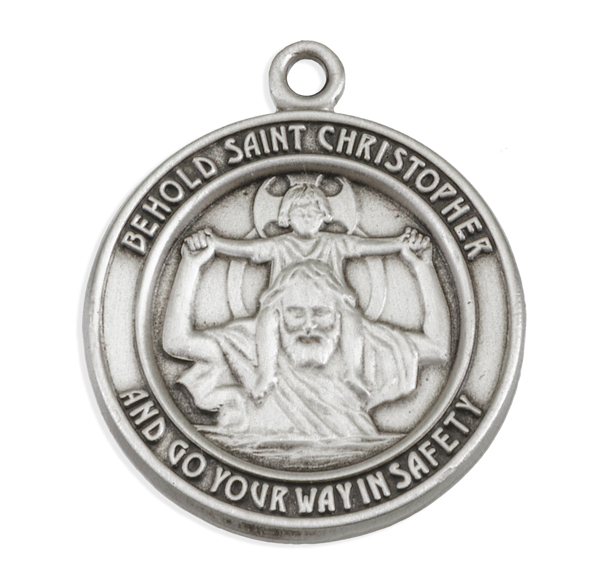 Saint Christopher Round Sterling Silver Medal