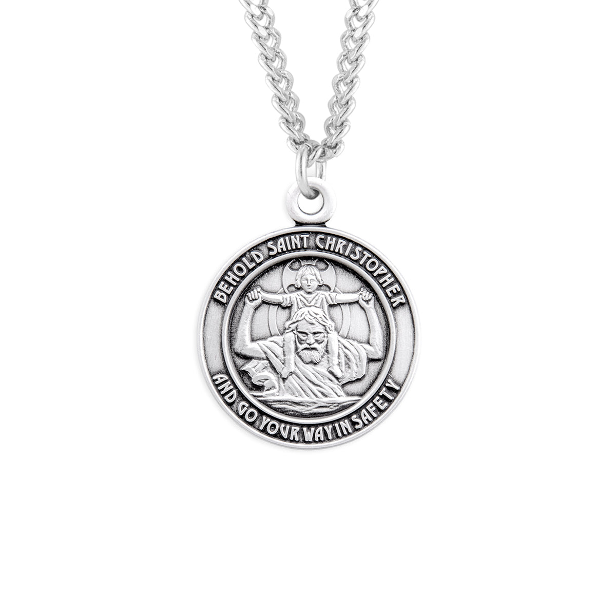 Saint Christopher Round Sterling Silver Medal — HMH Religious