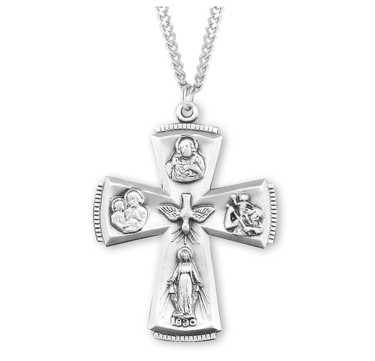 Sterling Silver 4Way Medal 27" Ch-Bxd