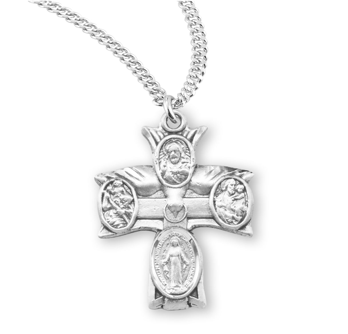 Sterling Silver Holy Spirit 4-Way 30" Ch-Bxd