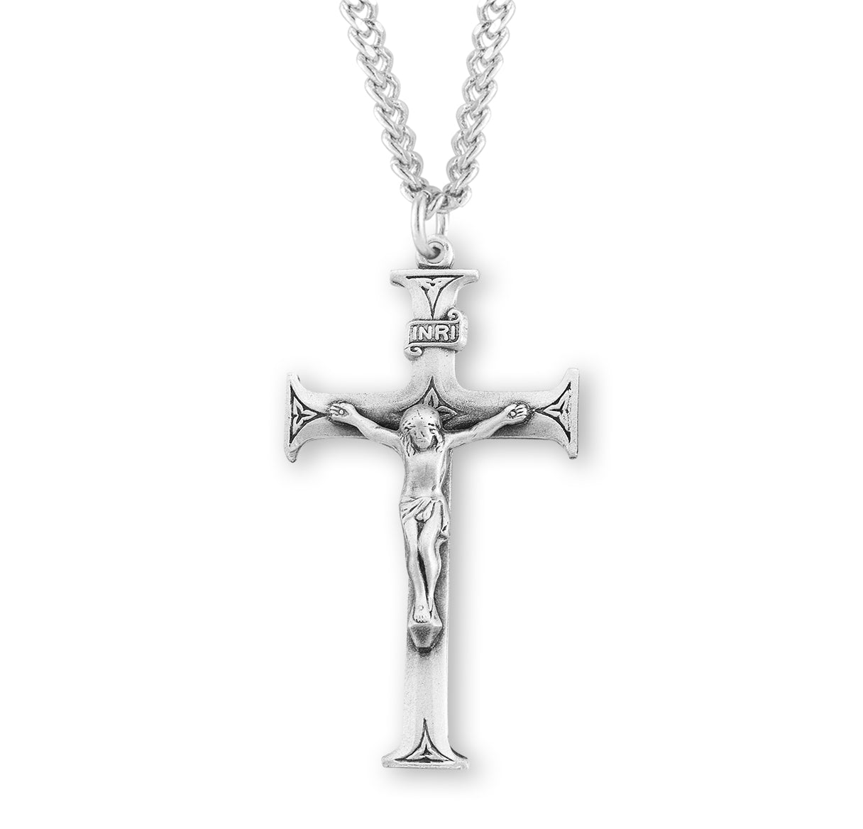 Sterling Silver Crucifix W/ Flared Engraved Tips-24" Ch-Bxd