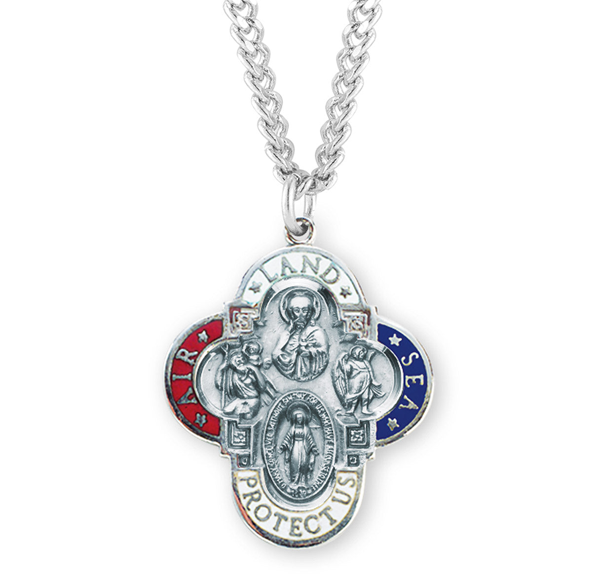 Land-Sea-Air Epoxy Sterling Silver 4-Way Medal