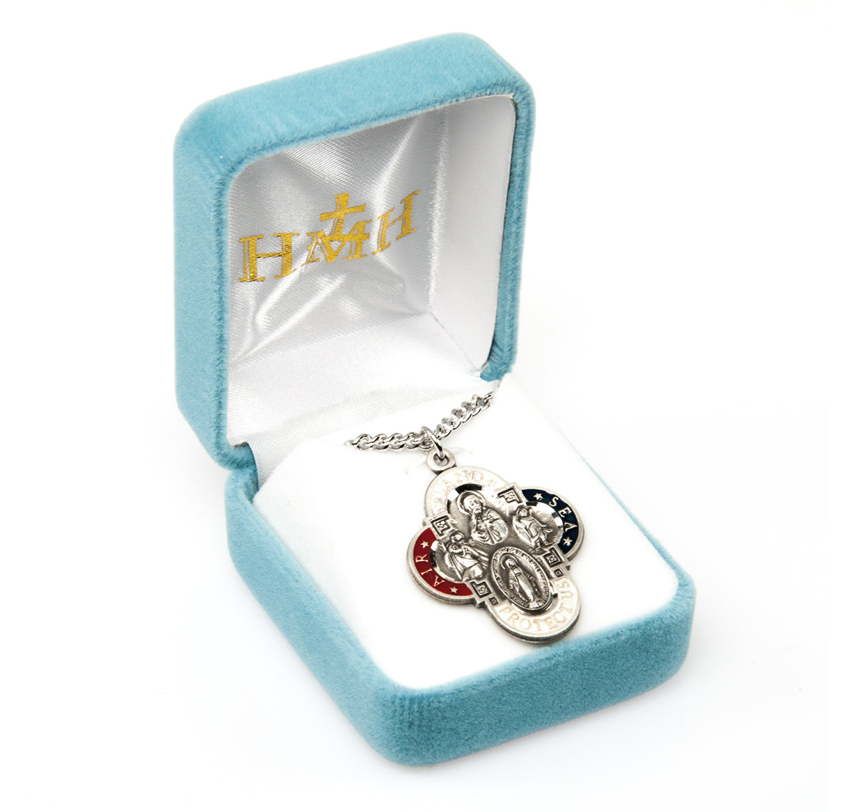 Land-Sea-Air Epoxy Sterling Silver 4-Way Medal