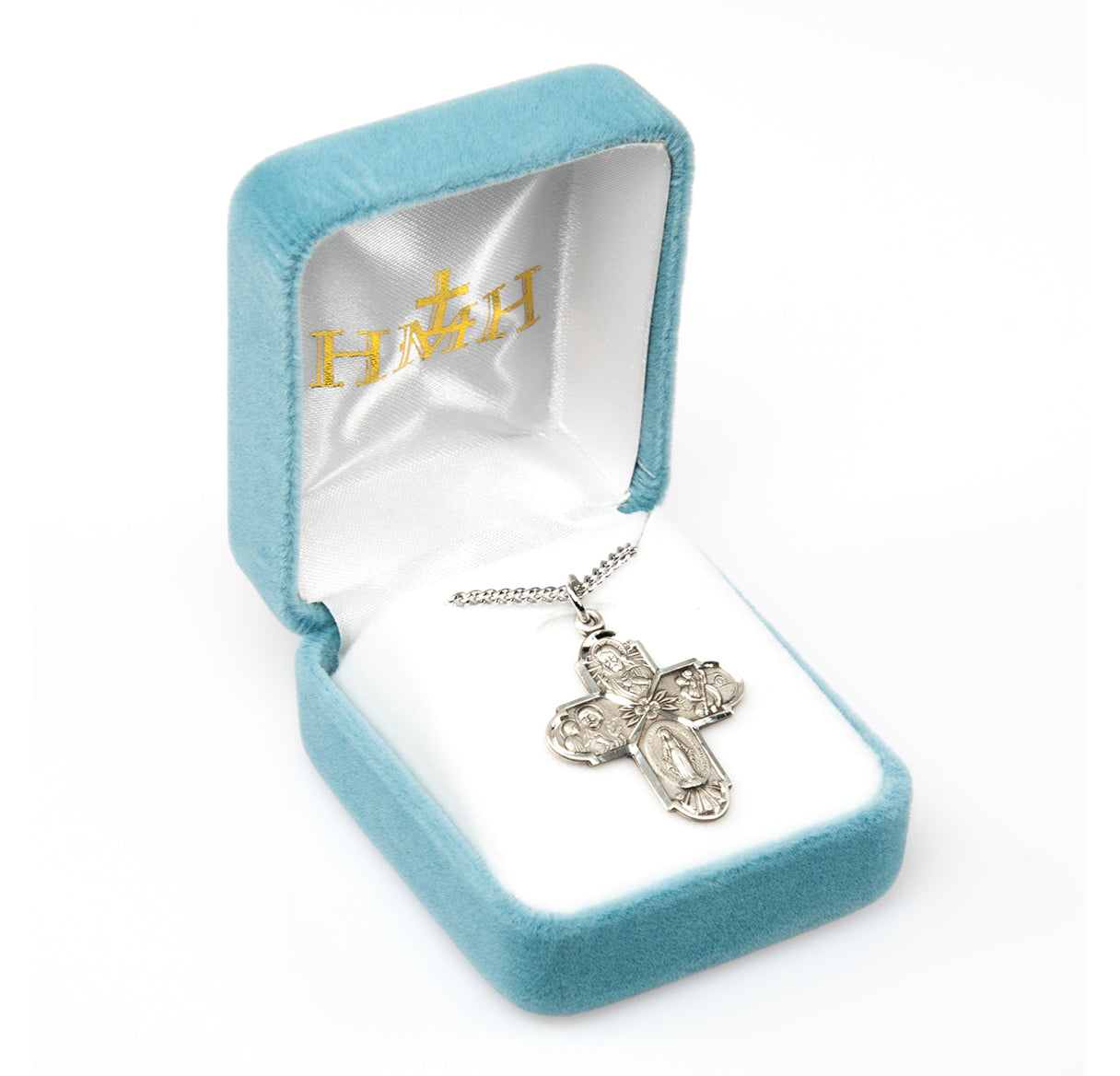 Sterling Silver 4-Way w/Flower Ctr 18" Ch-Bxd