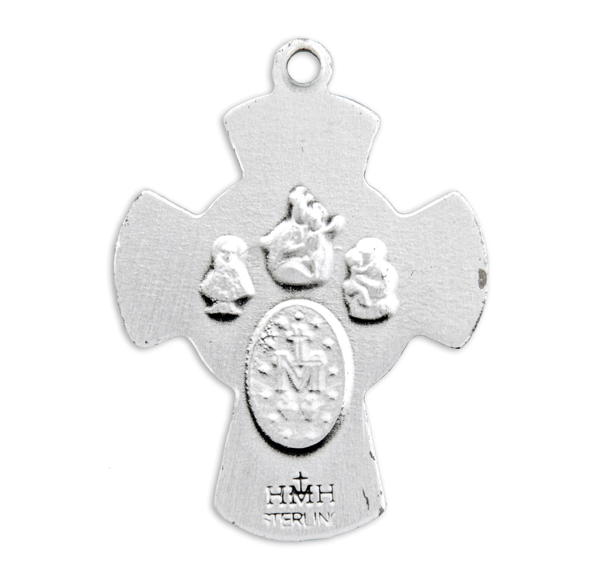 Sterling Silver Red Epoxy 4-Way Medal