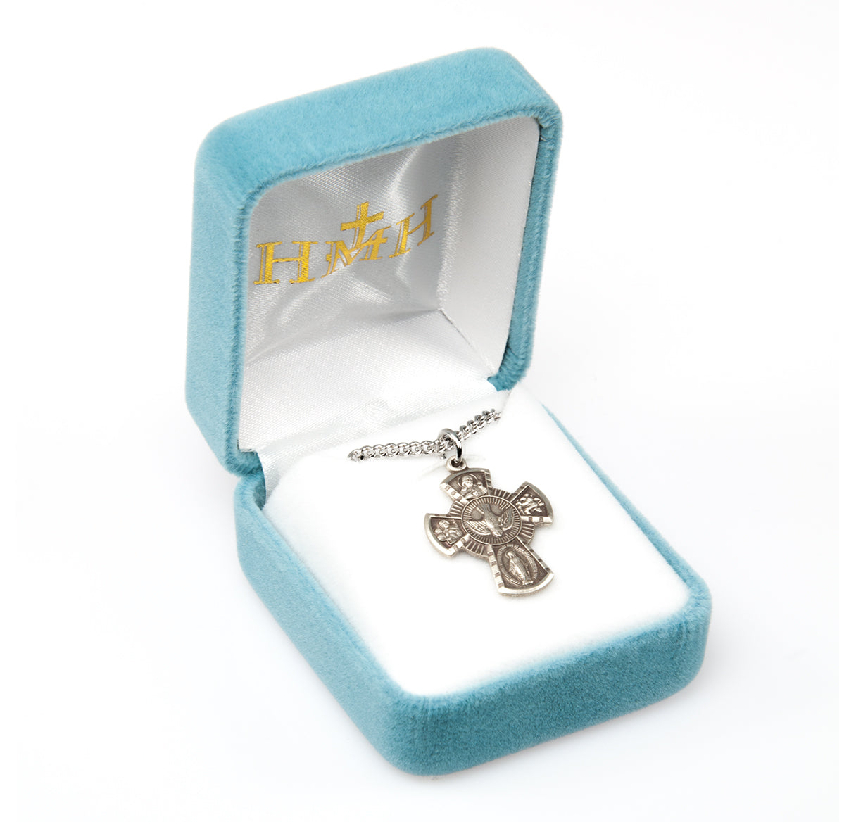 Sterling Silver Small 4-Way W/ Holy Spirit- 24" Ch-Bxd