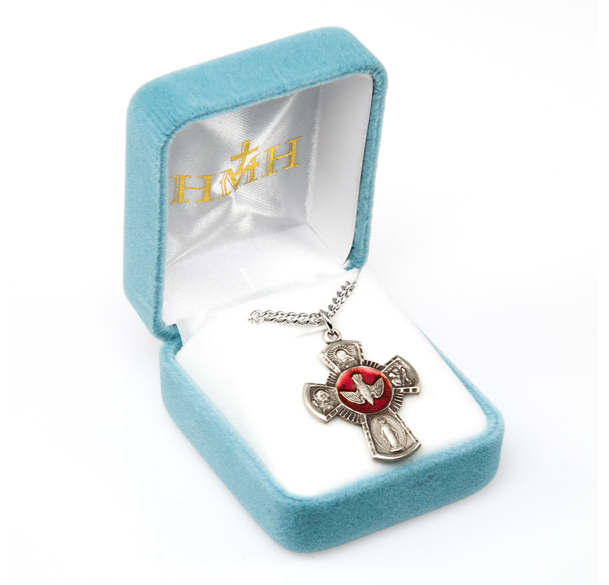 Sterling Silver Red Epoxy4-Way Medal
