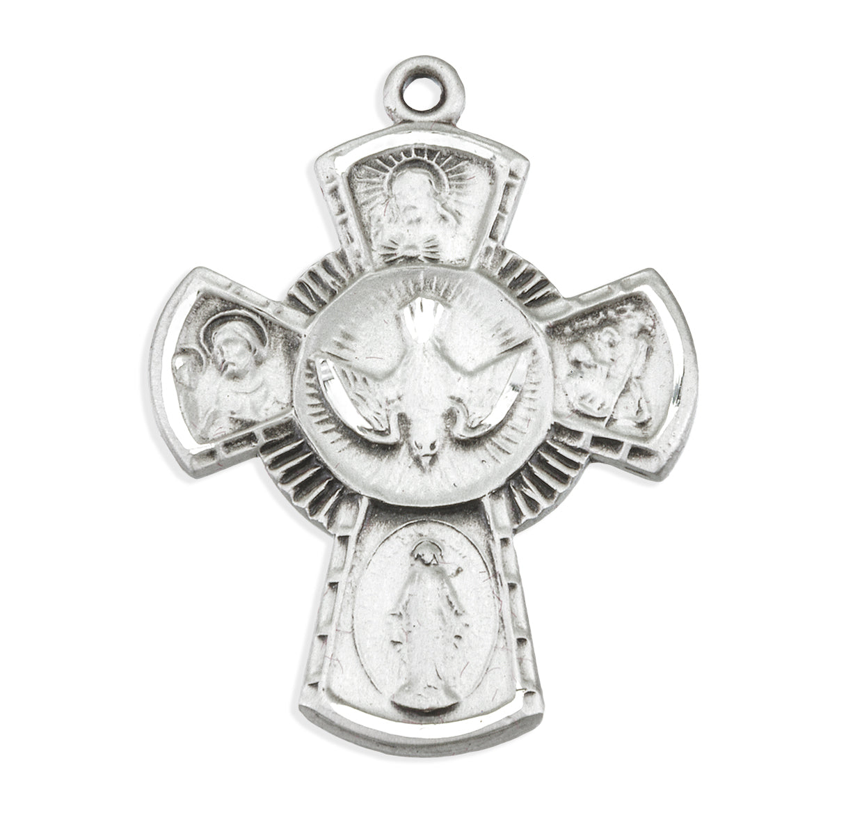 Sterling Silver Lrg 4-Way W/ Holy Spirit-18" Ch-Bxd