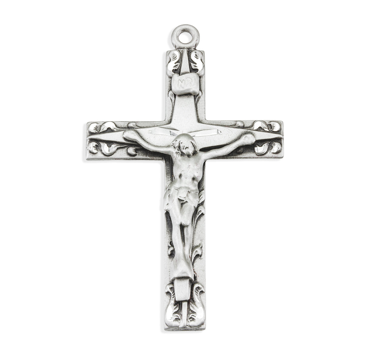 Sterling Silvery Rosary Crucifix 24" Ch-Bxd