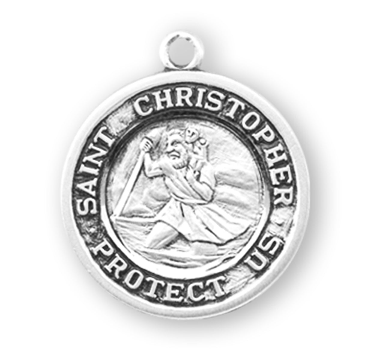 Sterling Silver Rd St Christopher 24" Ch-Bxd