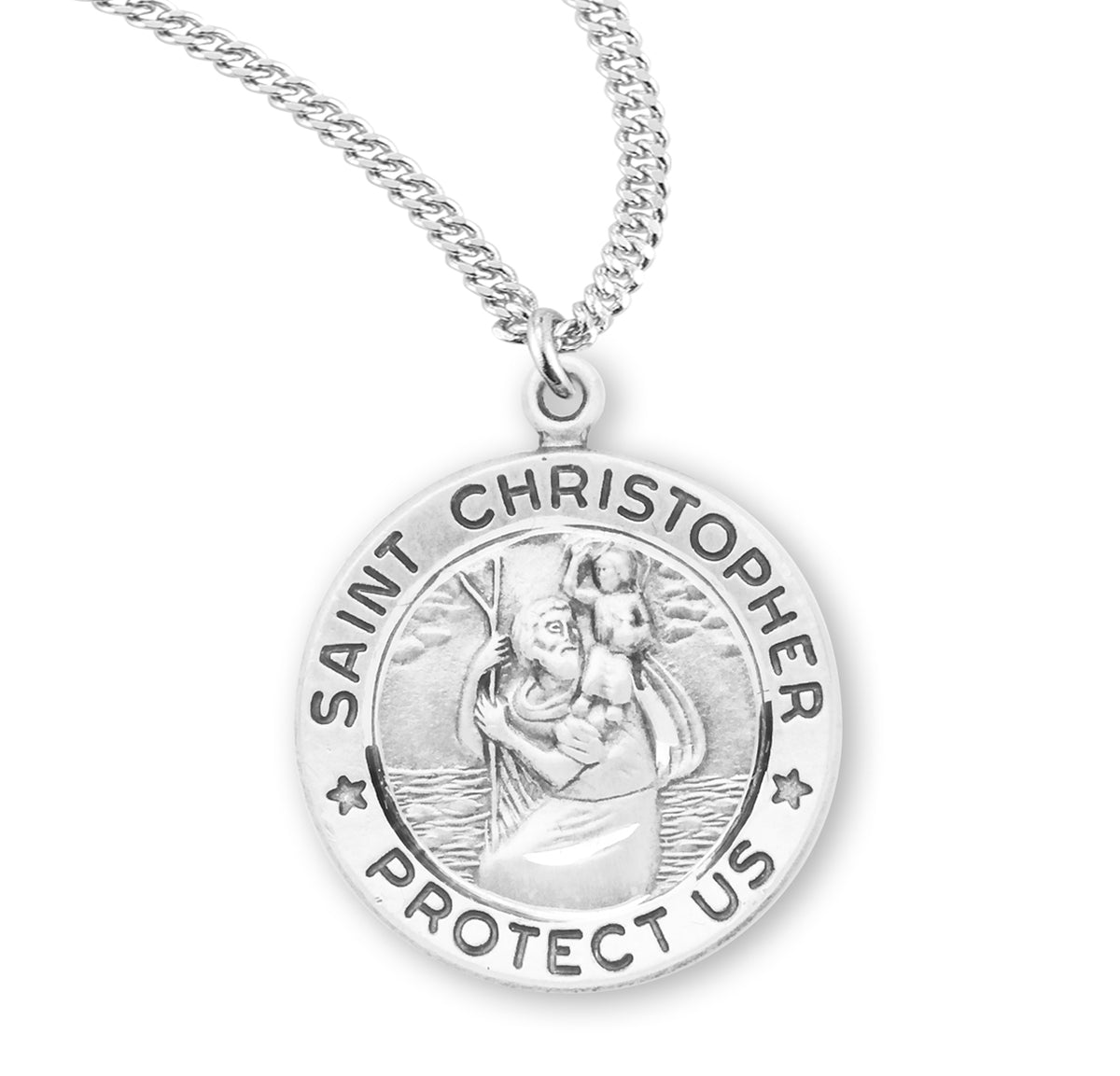 Saint Christopher Round Sterling Silver Medal — HMH Religious