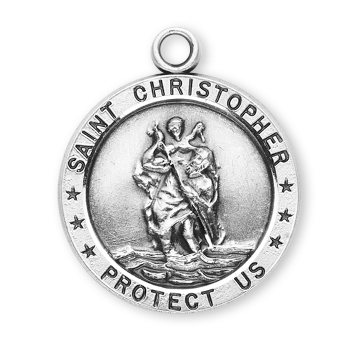 Sterling Silver Rd St Christopher 20" Ch-Bxd