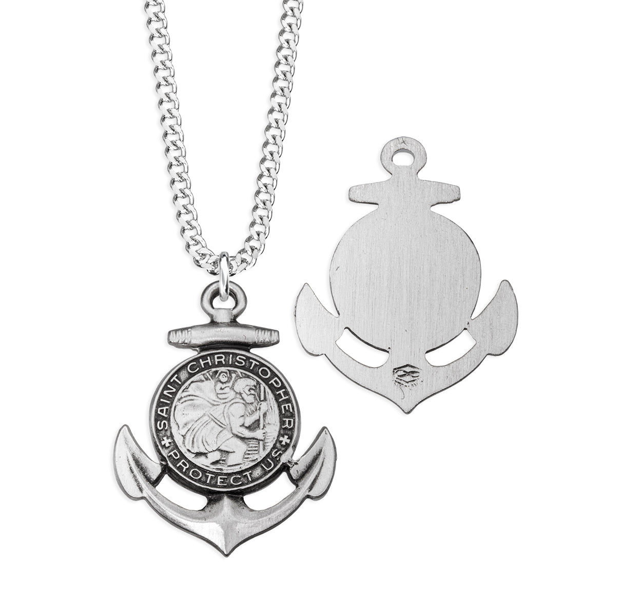 Sterling Silver St Christopher on Anchor 24"