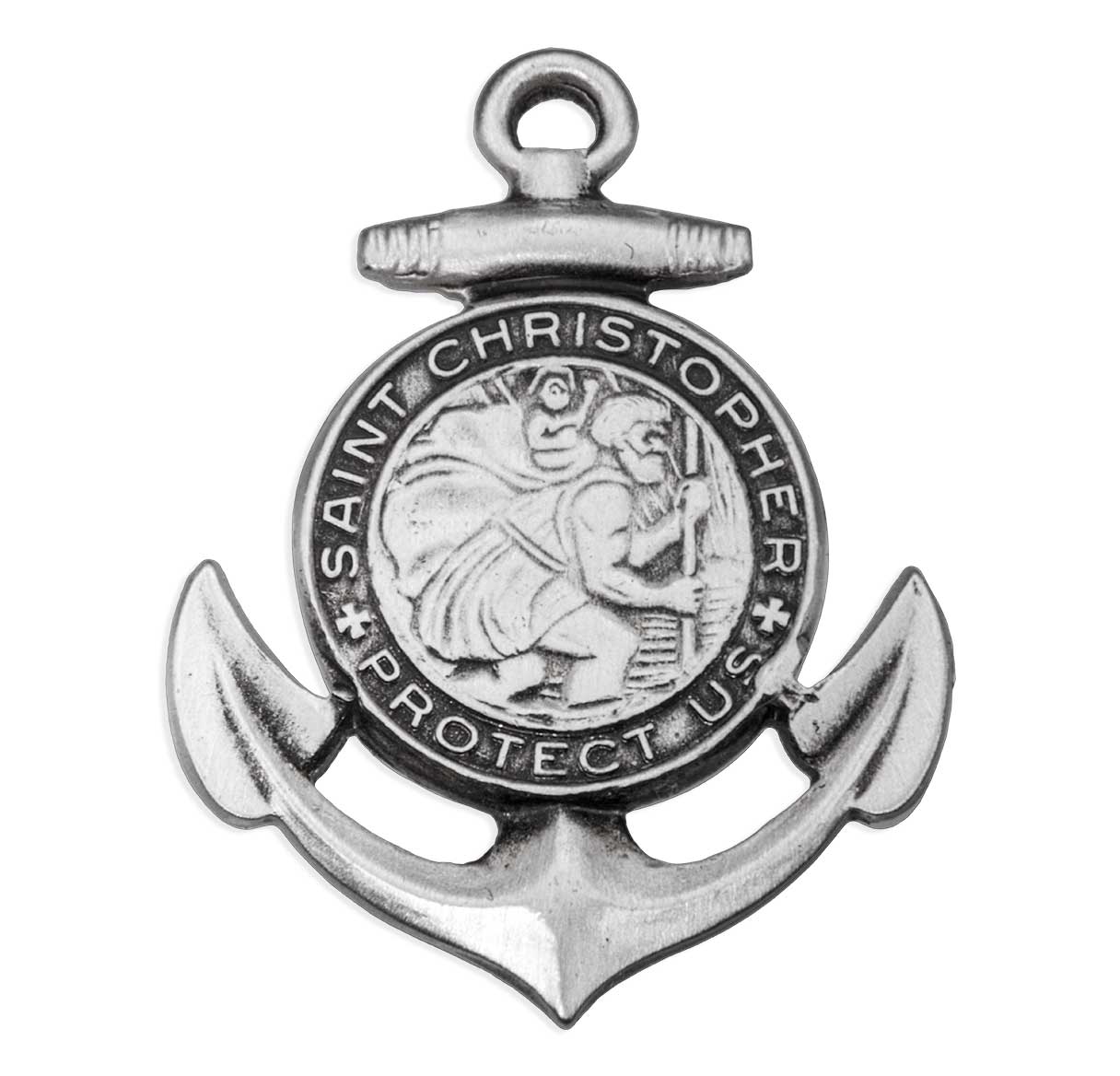 Sterling Silver St Christopher on Anchor 24"