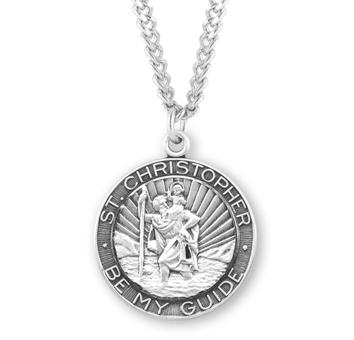 Saint Christopher Round Sterling Silver Medal