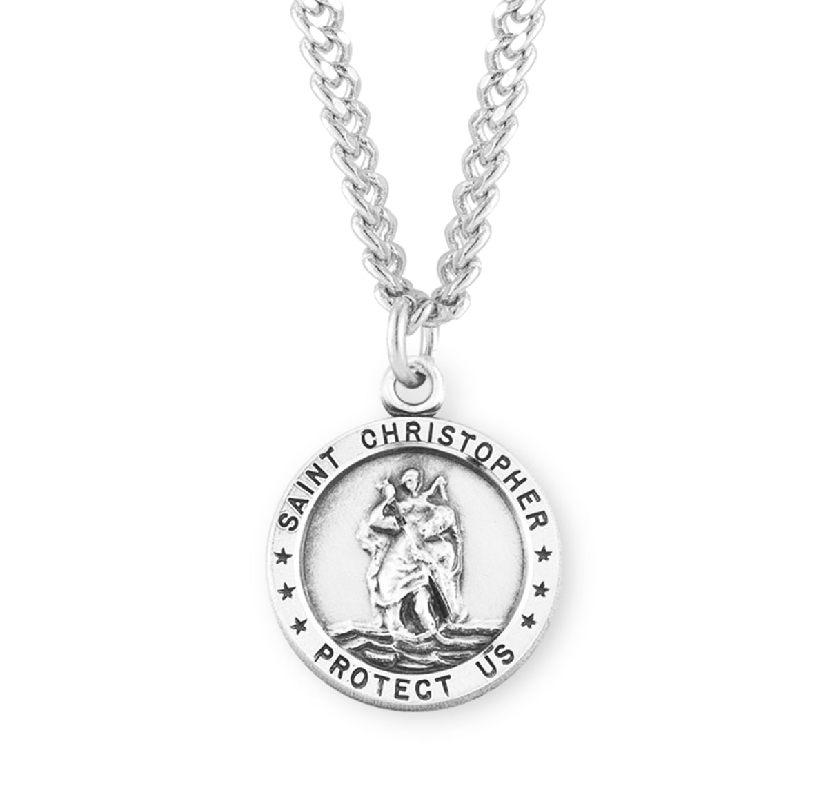 Sterling Silver Rd St Christopher 13" Ch-Bxd