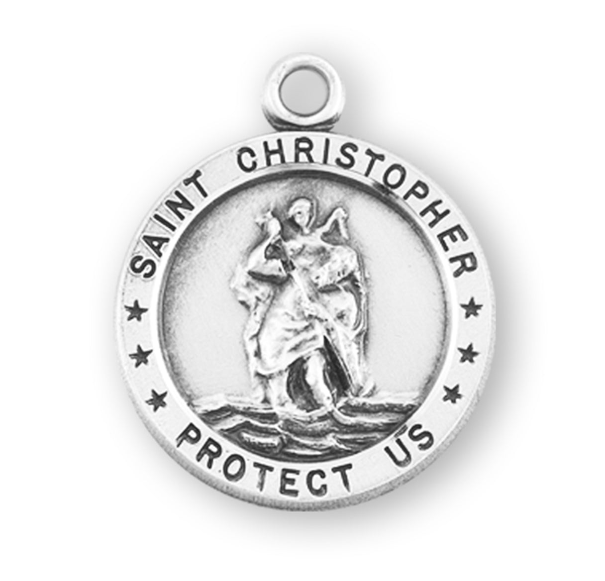 Sterling Silver Rd St Christopher 13" Ch-Bxd