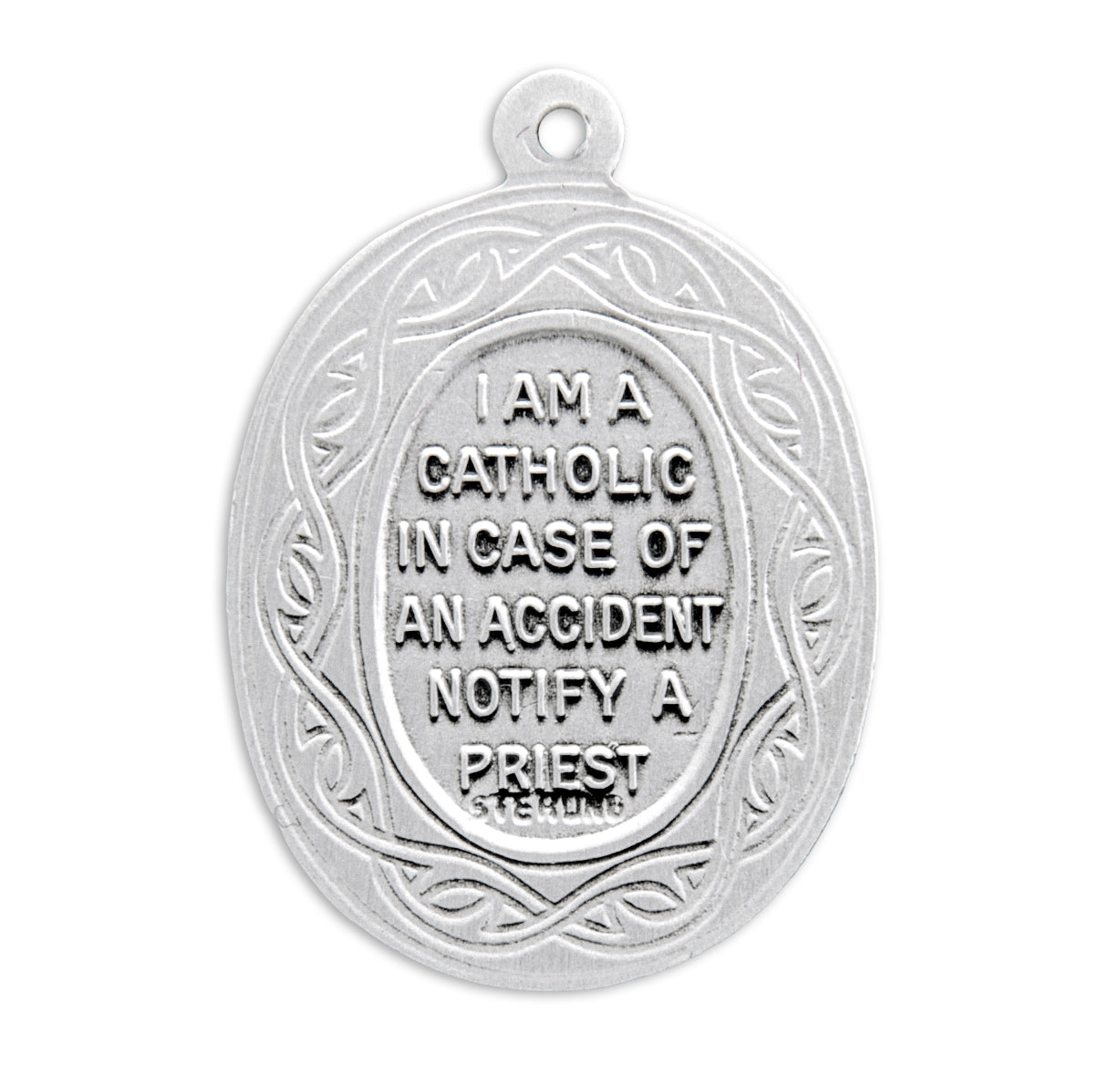 Saint Christopher Oval Sterling Silver "Crown of Thorns" Medal