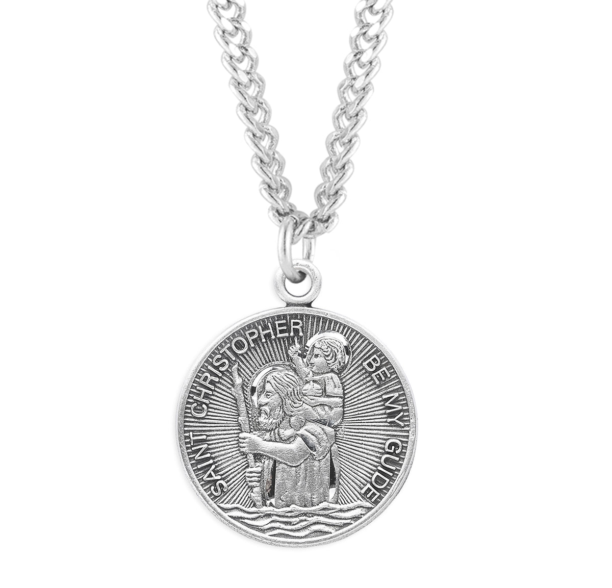 Saint Christopher Round Sterling Silver Medal — HMH Religious