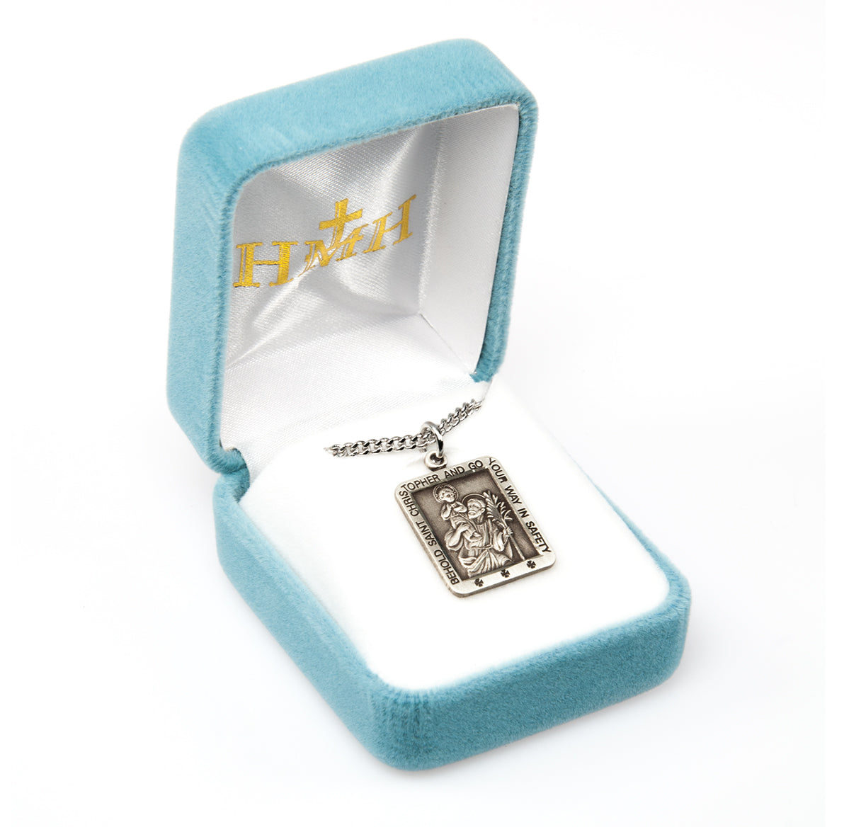 Saint Christopher Square Sterling Silver Medal