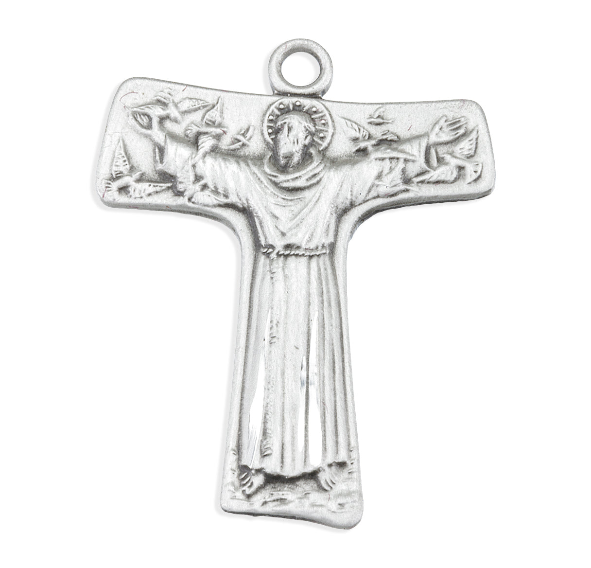 Sterling Silver Med St Francis Tau Cross w/20" Ch-Bxd