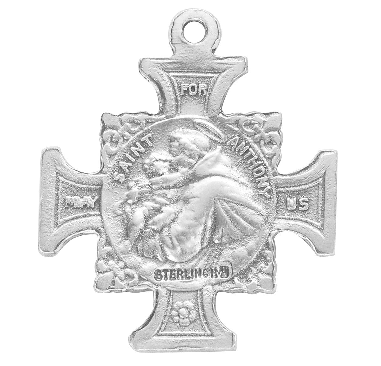 Saint Francis of Assisi Sterling Silver Maltese Cross Medal