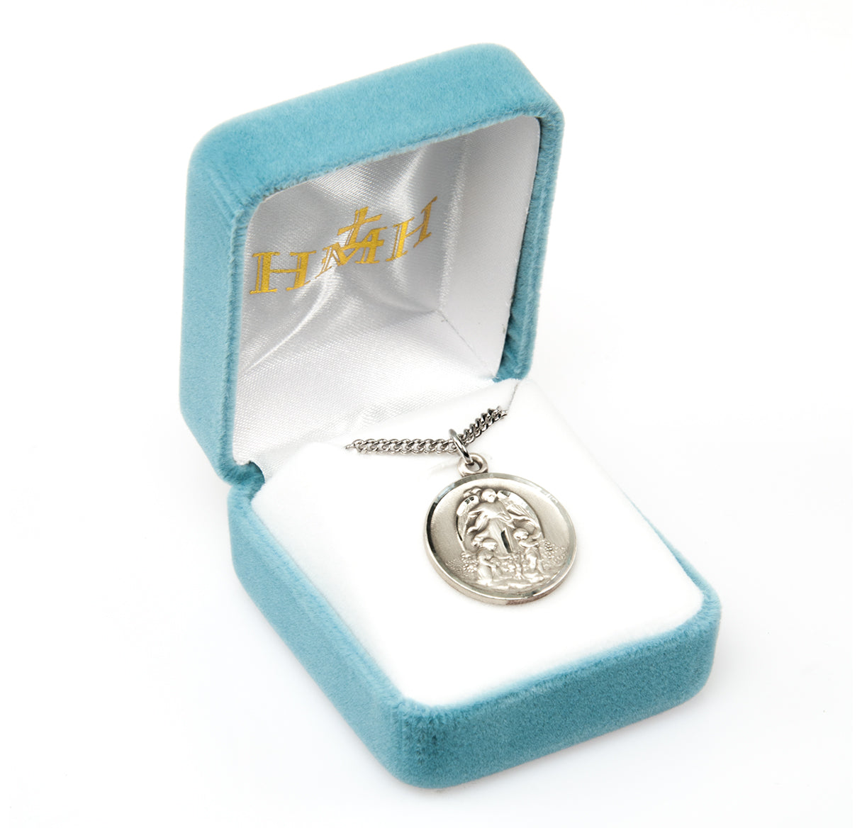 Guardian Angel Round Sterling Silver Medal